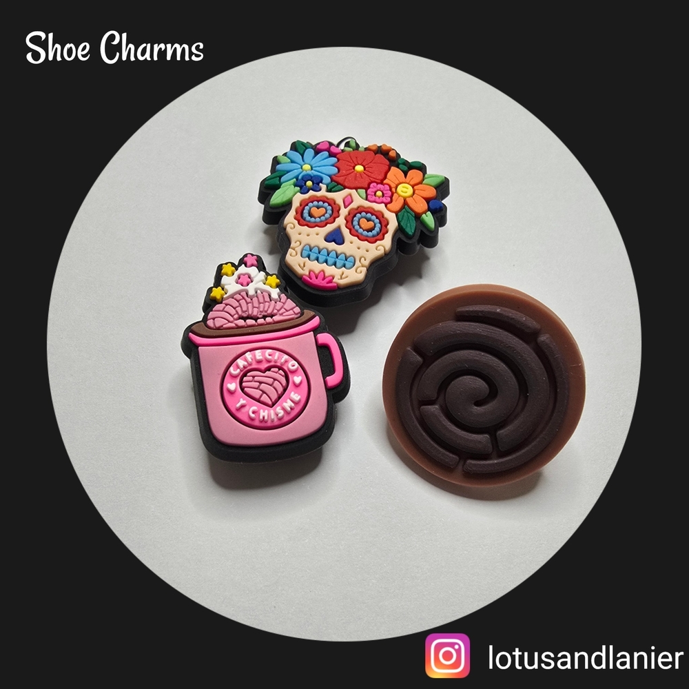 Shoe Charms Sugar Skull Set Of 3